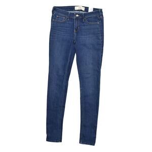Hollister Super Skinny Jeans Blue Size 5L Cotton Blend Zip Solid Denim